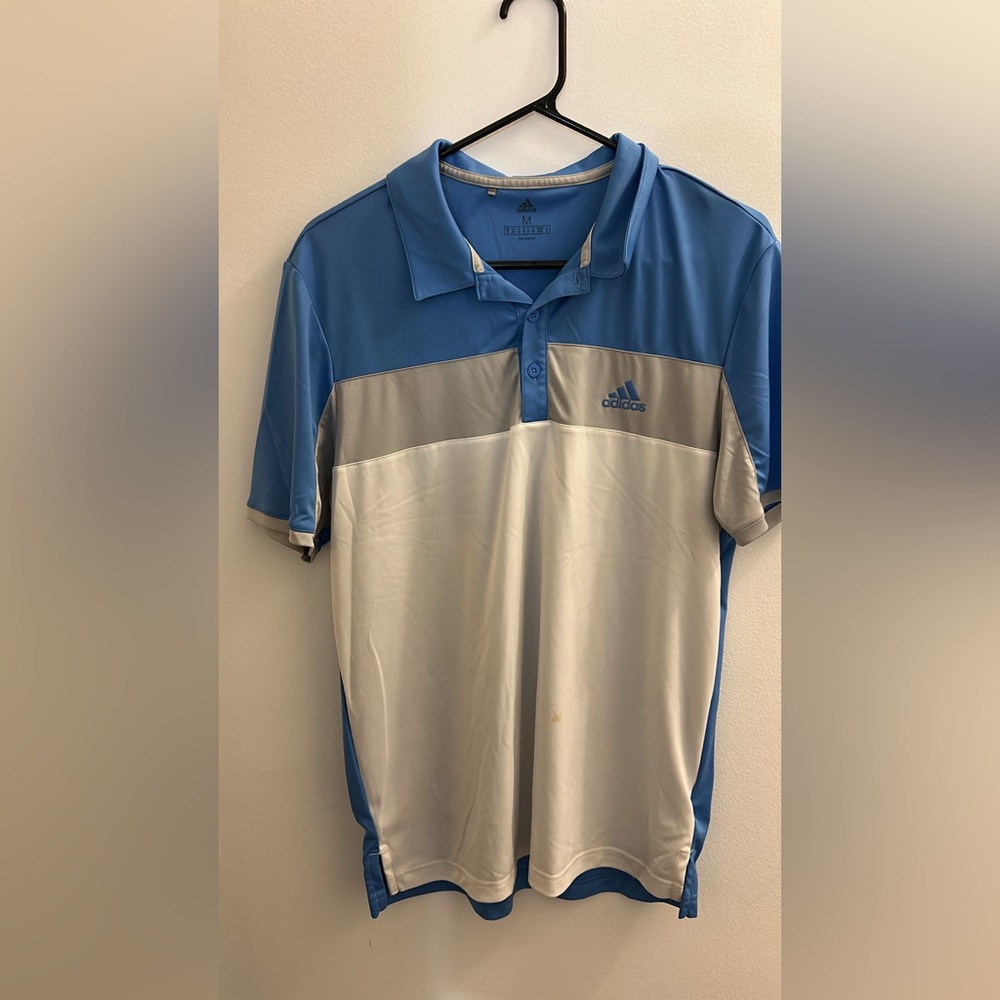 Adidas Men's Two-Tone Blue and White Polo